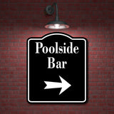 Poolside Bar Right Arrow BLACK Aluminum Composite Sign