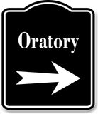 Oratory Right Arrow BLACK Aluminum Composite Sign
