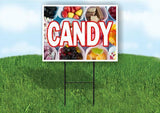 CANDY WITH CANDY BACKGROUND Plastic Yard Sign ROAD SIGN with Stand