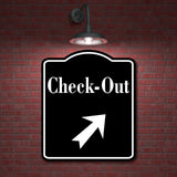 Check-Out 45 Degree Up Right Arrow BLACK Aluminum Composite Sign