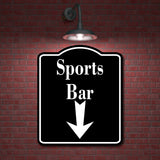 Sports Bar Down Arrow BLACK Aluminum Composite Sign