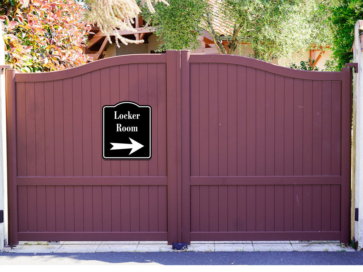 Locker Room Right Arrow BLACK Aluminum Composite Sign