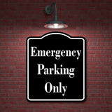 Emergency Parking Only BLACK Aluminum Composite Sign