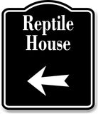 Reptile House Zoo Left Arrow BLACK Aluminum Composite Sign