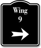 Wing 9 Right Arrow BLACK Aluminum Composite Sign