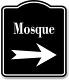 Mosque Right Arrow BLACK Aluminum Composite Sign