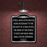 A Well Regulated Militia Second Amendment BLACK Aluminum Composite Sign