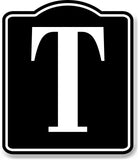 Letter T Bin Aisle Row Marker Label BLACK Aluminum Composite Sign
