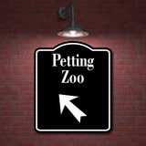 Petting Zoo 45 Degree Up Left Arrow BLACK Aluminum Composite Sign