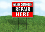 Game Console REPAIR HERE BLACK STRIPE Plastic Yard Sign ROAD SIGN with Stand