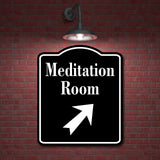 Meditation Room 45 Degree Up Right Arrow BLACK Aluminum Composite Sign