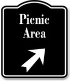 Picnic Area 45 Degree Up Right Arrow BLACK Aluminum Composite Sign