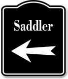 Saddler Left Arrow BLACK Aluminum Composite Sign