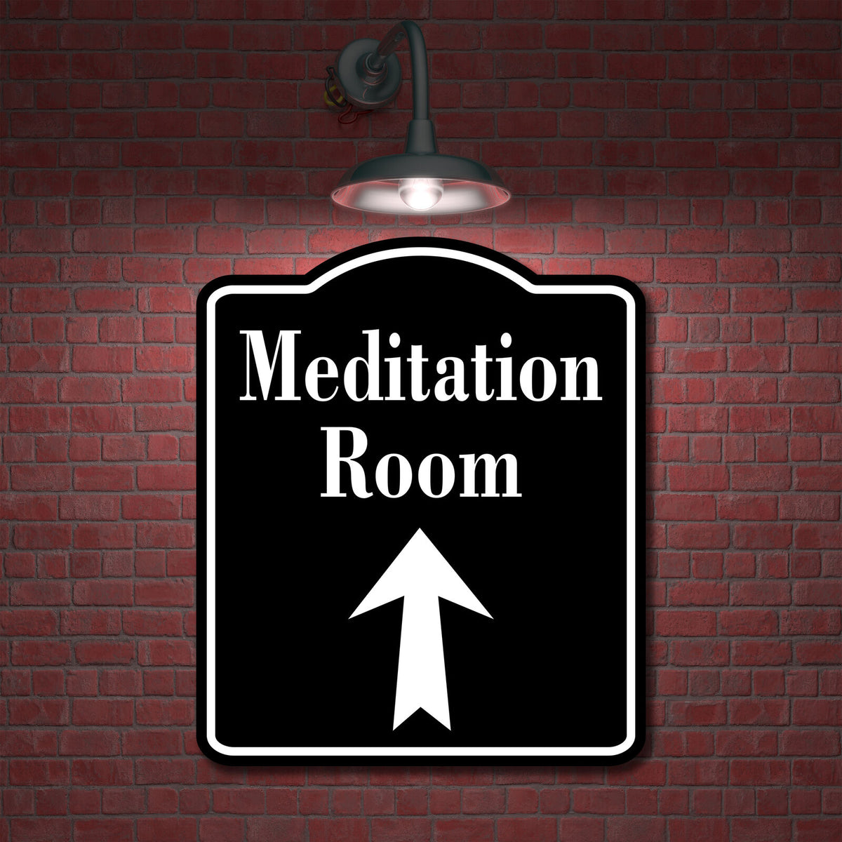 Meditation Room Up Arrow BLACK Aluminum Composite Sign