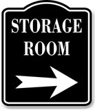 Storage Room Right Arrow BLACK Aluminum Composite Sign