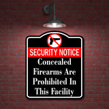 Concealed Firearms Are Prohibited BLACK Aluminum Composite Sign
