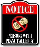 Notice Persons with Peanut Allergy BLACK Aluminum Composite Sign