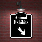 Animal Exhibits 45 Degree Down Right Arrow BLACK Aluminum Composite Sign