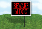 BEWARE DOG RED BLACK Yard Sign with Stand LAWN SIGN