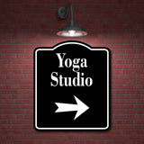 Yoga Studio Right Arrow BLACK Aluminum Composite Sign