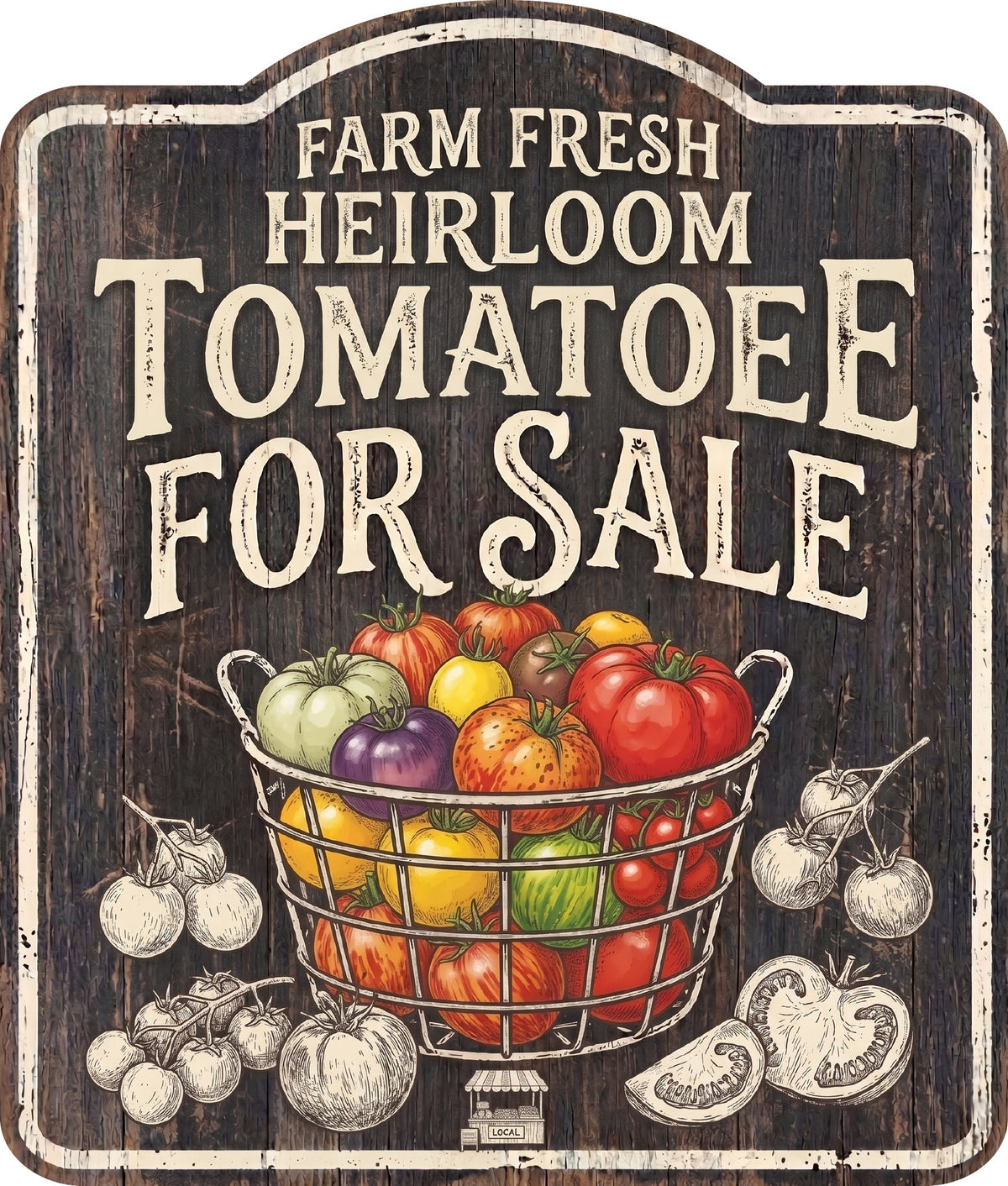 Farm Fresh Heirloom Tomato for Sale Rustic Sign