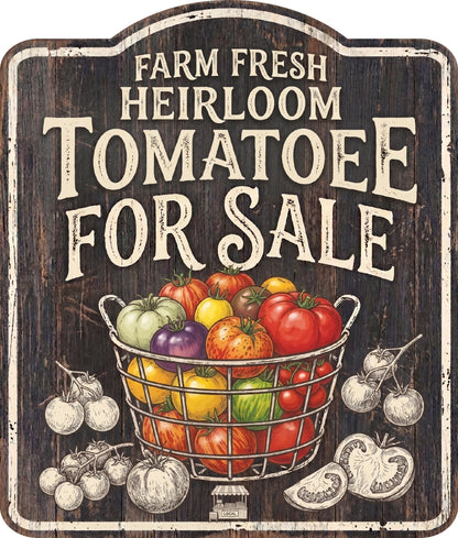 Farm Fresh Heirloom Tomato for Sale Rustic Sign
