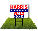 ECO Harris Walz 2024 Kamala Tim Star Double Sided 12x16 in Yard Road Sign w/Stand