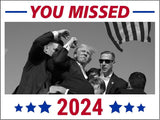 3 Pack Eco You Missed Trump 2024 Shooting at Donald Trump Rally Bumper Magnet 4 in x 3 in