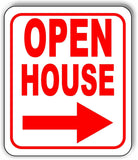 OPEN HOUSE RIGHT ARROW RED Metal Aluminum composite sign