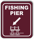FISHING PIER DIRECTIONAL 45 DEGREES DOWN LEFT ARROW Aluminum composite sign