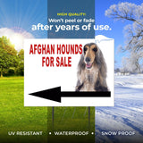 Afghan Hound FOR SALE DOG LEFT ARROW Yard Sign with Stand LAWN SIGN