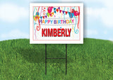 KIMBERLY HAPPY BIRTHDAY BALLOONS 18 in x 24 in Yard Sign Road Sign with Stand