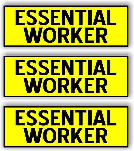 Essential Worker Car MAGNET Magnetic Bumper Sticker  bright safety yellow