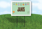 JANIS WELCOME BABY GREEN  18 in x 24 in Yard Sign Road Sign with Stand