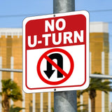No U-Turn Symbol  metal Aluminum composite outdoor sign long-lasting