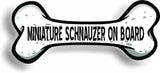 Dog on Board Miniature Schnauzer Bone Car Magnet Bumper Sticker 3"x7"