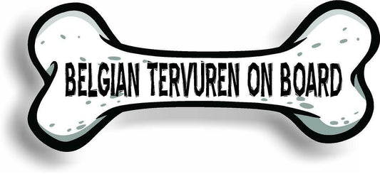 Dog on Board Belgian Tervuren Bone Car Magnet Bumper Sticker 3"x7"