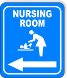 NURSING ROOM LEFT ARROW BLUE Metal Aluminum composite sign