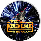Best Norwegian Elk Hound Dog Galaxy Wars Space Star Kitchen Livingroom WallClock