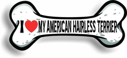 I Love My American Hairless Terrier Bone Car Magnet Bumper Sticker dog 3"x7"
