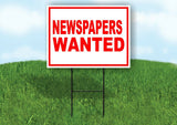 NEWSPAPERS WANTED RED WHITE Yard Sign Road with Stand LAWN SIGN