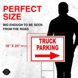 TRUCK PARKING RIGHT arrow red with border Yard Sign with Stand LAWN SIGN