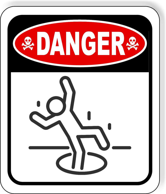 DANGER FALLING HAZARD OPEN FLOOR Metal Aluminum composite sign