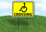 HANDICAPED PEDESTRIAN DISABLED CROSSING Plastic Yard Sign ROAD SIGN with Stand