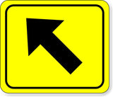supplemental directional black yellow diagonal left Aluminum Composite Sign