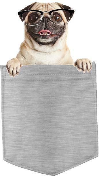 Pug w Glasses Dog in pocket Fridge Car Magnet Bumper Sticker App size 4"x7"