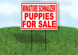Miniature Schnauzer PUPPIES FOR SALE RED Yard Sign Road with Stand LAWN SIGN