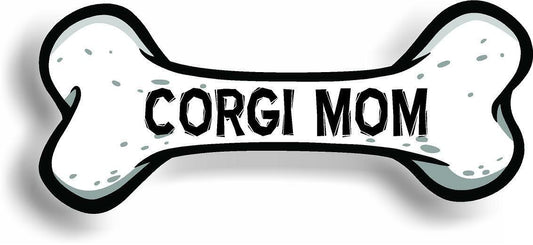 Dog Mom Corgi Bone Car Magnet Bumper Sticker 3"x7"