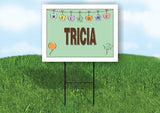 TRICIA WELCOME BABY GREEN  18 in x 24 in Yard Sign Road Sign with Stand