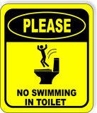 PLEASE NO SWIMMING IN TOILET Metal Aluminum Composite FUNNY bathroom Sign